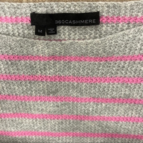 360 Cashmere Faye Gray & Pink Striped Sweater Med - Picture 6 of 9